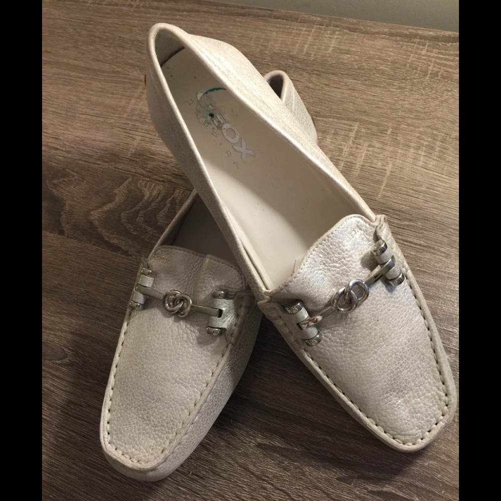 Geox silver loafer mocassins size 38 or US 8